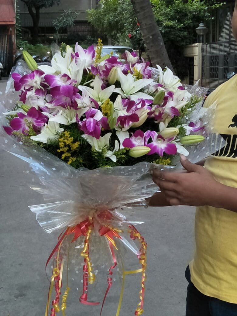 Royal Purple Orchid & Casablanca Lily